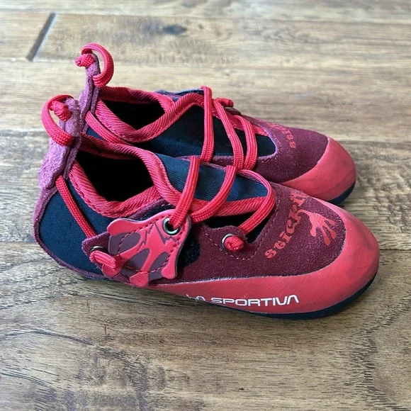La Sportiva Kids Stickit Rock Climbing Shoes Chili Poppy Red Toddler Size 8-9 - Picture 10 of 10